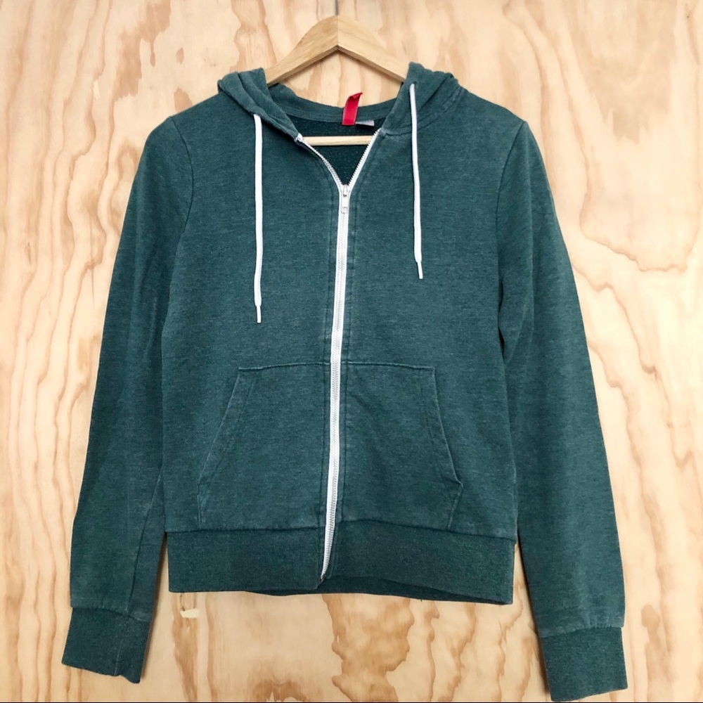 H&M • Green Drawstring Zipper Jacket - Picture 1 of 3